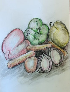 John D, fruit & veg, mixed media.jpg